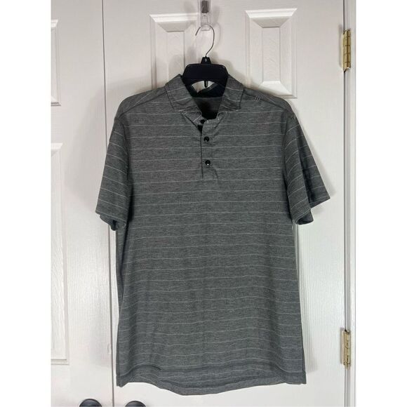 Lululemon Polo Shirt Mens Size Medium Grey Performance Athletics Stretch - Picture 1 of 3